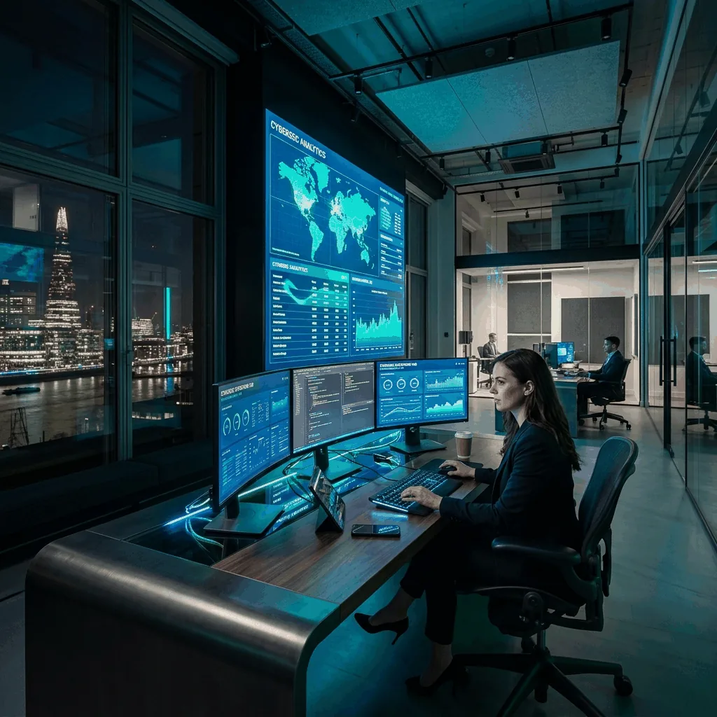 Puestos de trabajo equipados en una oficina